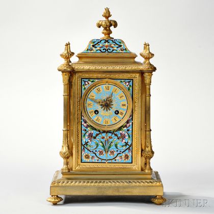 Japy Freres Champleve Mantel Clock