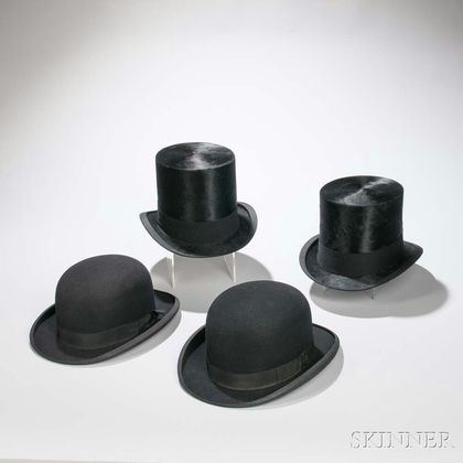 Four Men's Black Dress Hats