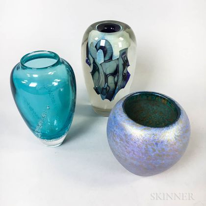 Three Modern Art Glass Vases