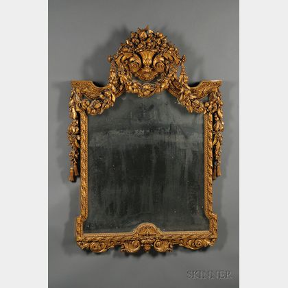 French Baroque-style Giltwood and Composition Mirror