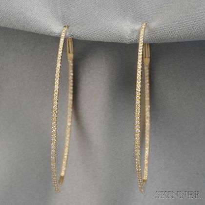 18kt Gold and Diamond Hoop Earrings