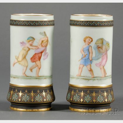 Pair of Paris Porcelain Spill Vases