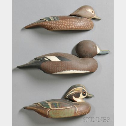 Three Carved and Painted Wood Duck Decoy Wall Plaques