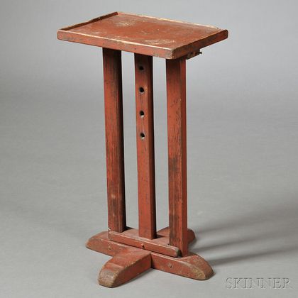Small Red-painted Wood Adjustable Light Stand