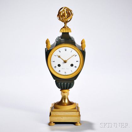 Empire Gilt and Patinated Bronze Mantel Clock