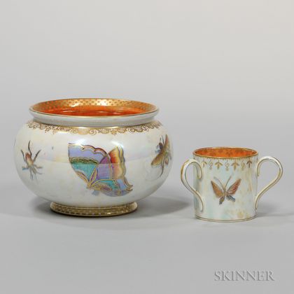 Two Wedgwood Butterfly Lustre Items