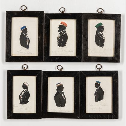 Six Silhouettes of Hatted Gentlemen
