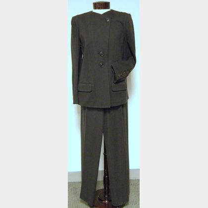 Sonia Rykiel Paris Lady's Two-piece Aubergine Wool Jersey Pantsuit