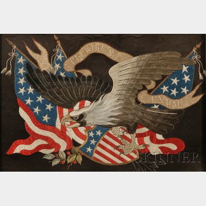 Chinese Export Patriotic American Eagle Needlework