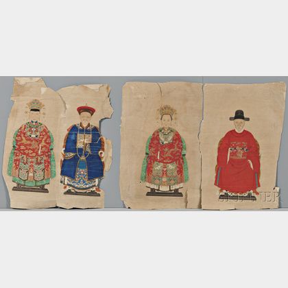 Loose Painting Fragments Depicting Portraits of Eight Nobles