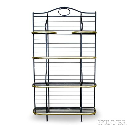 Wrought Iron and Brass Four-tier Baker's Rack