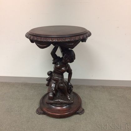 Carved Mahogany Figural Stand