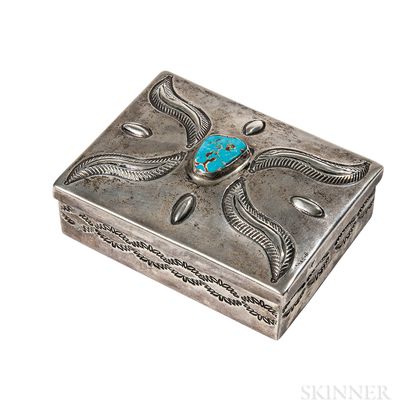 Navajo Silver Box with Turquoise Setting