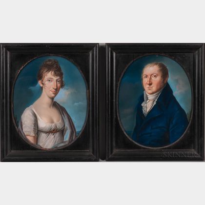 Continental School, Early 19th Century Pair of Pendant Portraits of a Gentleman and a Lady