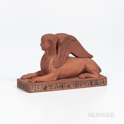 Wedgwood Egyptian Rosso Antico Model of a Recumbent Sphinx