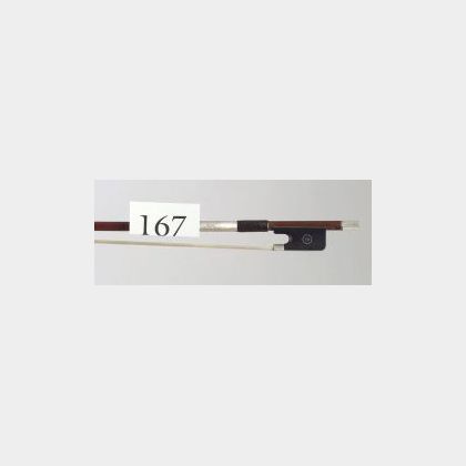 French Silver Mounted Violin Bow, Emile A. Ouchard
