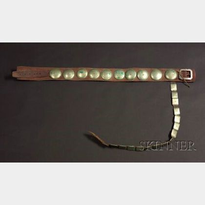 Central Plains German Silver and Commercial Leather Concha Belt