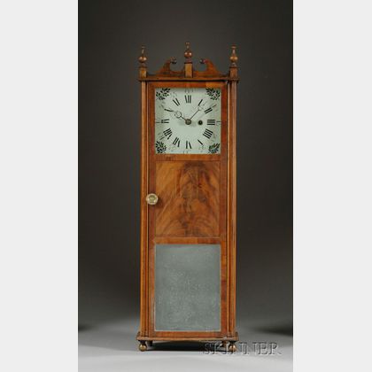 Birch and Mahogany Dwarf Clock by John Taber