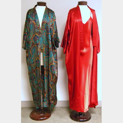 Two Vintage G.J.M./Goods Silk Dressing Gowns