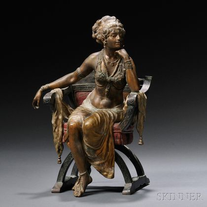 Austrian School, Late 19th/Early 20th Century, Cold-painted Bronze Figure of a Seated Exotic Dancer