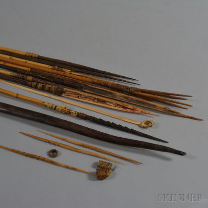 New Guinea Palm Wood Bow and Nine Arrows