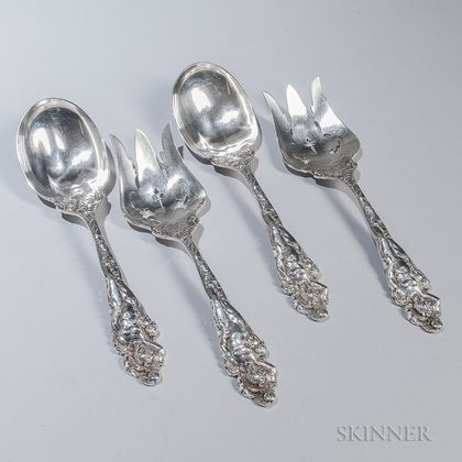 Two Pairs of Reed and Barton "Love Disarmed" Sterling Silver Serving Pieces