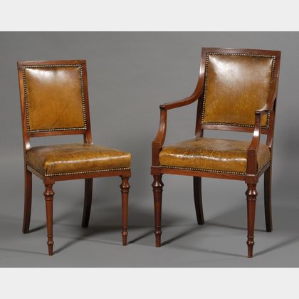 Set of Eleven William IV Mahogany and Leather-upholstered Dining Chairs