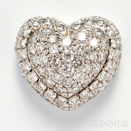 18kt White Gold and Diamond Heart Pendant
