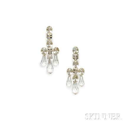 18kt White Gold and Rock Crystal Earpendants, Prince Dimitiri