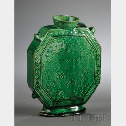 Green Glazed Pilgrim's Flask