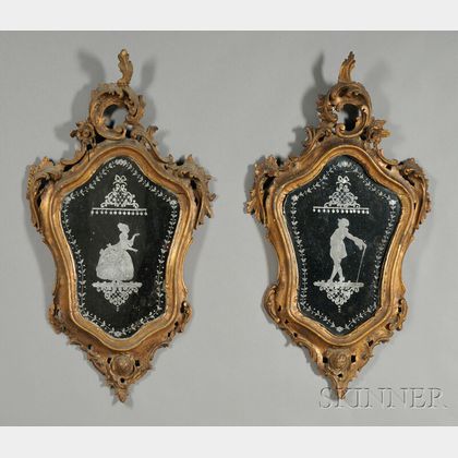 Pair of Rococo Giltwood Mirrors