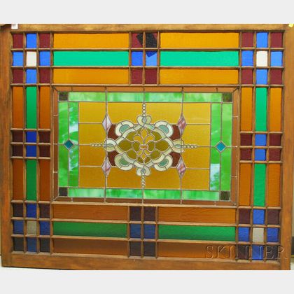 Late Victorian Architectural Mosaic Art Glass Window Panel