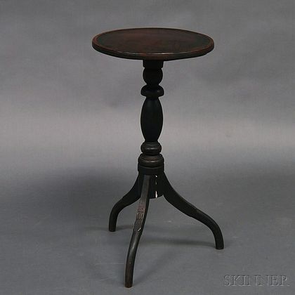 Federal Black-painted Dish-top Candlestand