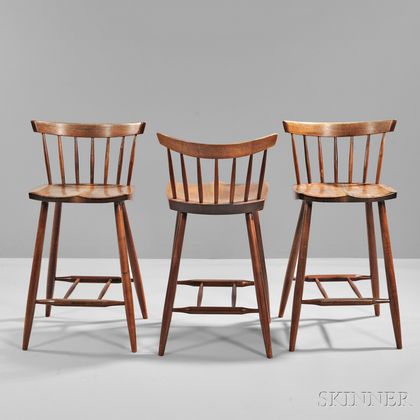 Three George Nakashima (1905-1990) High Chairs 