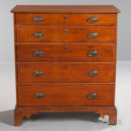 Tiger Maple Chest of Five Drawers