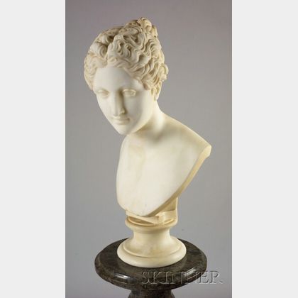 Italian Carved Carrara Marble Bust of Classical Goddess
