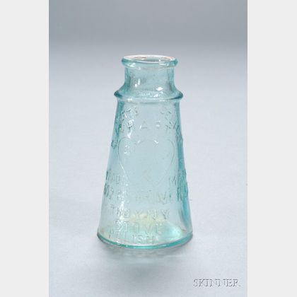 Light Aqua Glass "Hart's Delight" Stove Polish Bottle