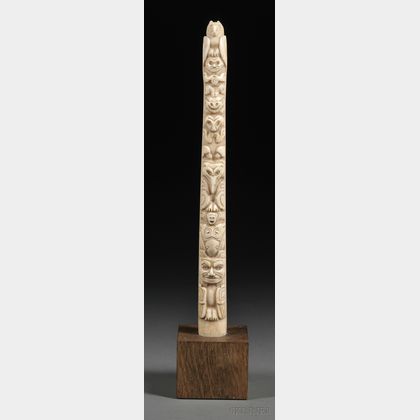Northwest Carved Ivory Totem Pole