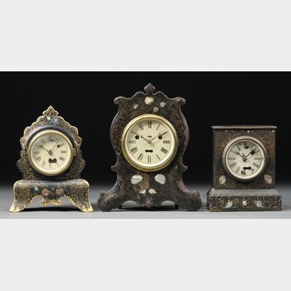 Three Iron Front Silas B. Terry Torsion Pendulum Clocks