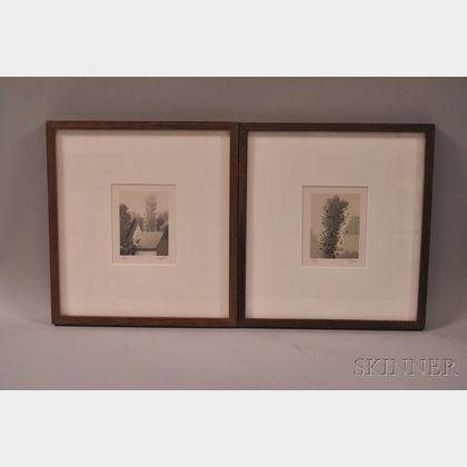 Robert Kipniss (American, b. 1931) Two Framed Lithographs: Barn Roofs