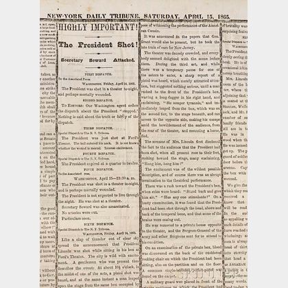 Lincoln, Abraham (1809-1865) Assassination; Issues of the New York Daily Tribune , January 1865-April 1866.