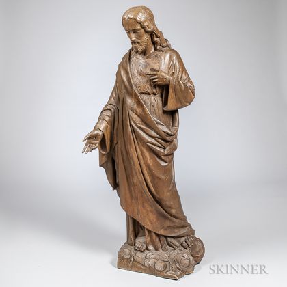 Continental Carved Wood Figure of Christ