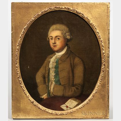 French School, 18th Century Portrait of a Gentleman in a Brown Coat