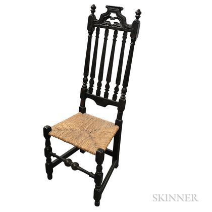 Black-painted Bannister-back Side Chair