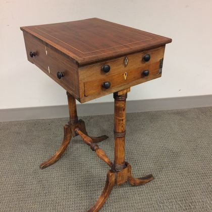 Regency-style Inlaid Rosewood Sewing Stand