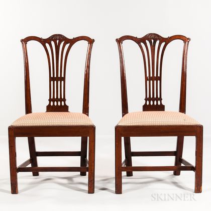 Pair of Carved Mahogany Side Chairs