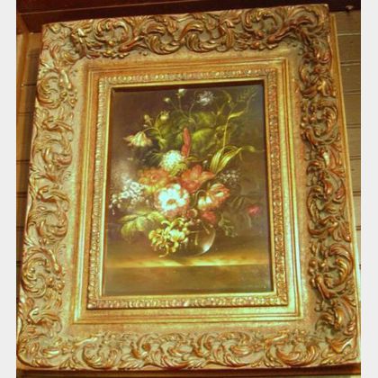 Framed Dutch-style Oil on Panel Floral Still Life