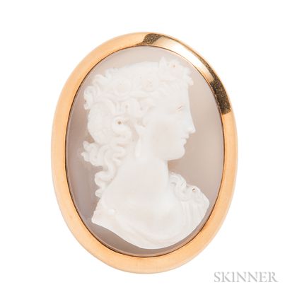 Antique Gold and Agate Cameo