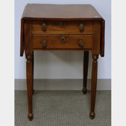 Federal Mahogany and Birch Drop-leaf Two-Drawer Work Table. 