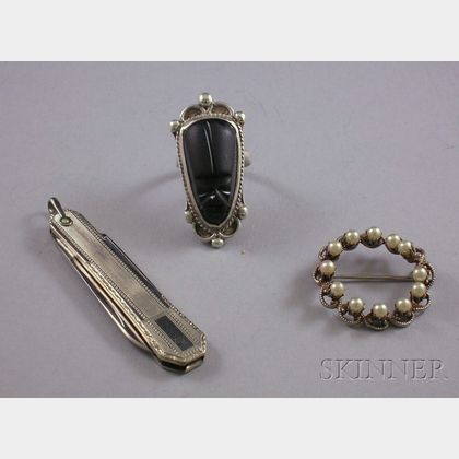 Three Silver Jewelry Items